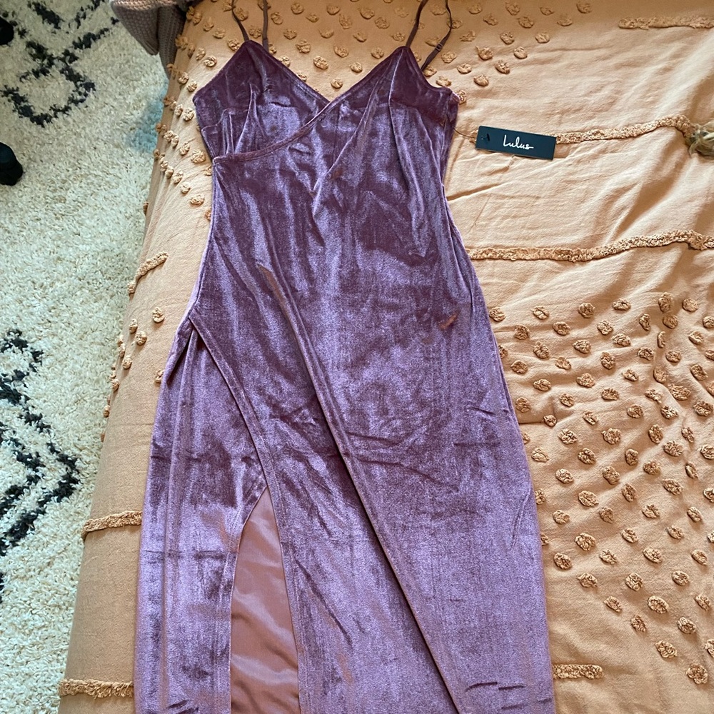 Debut Diva Mauve Velvet Maxi Dress